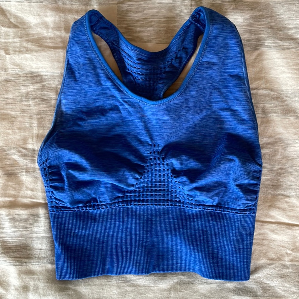 Sweaty Betty longline Stamina sports bra, size M, color blue